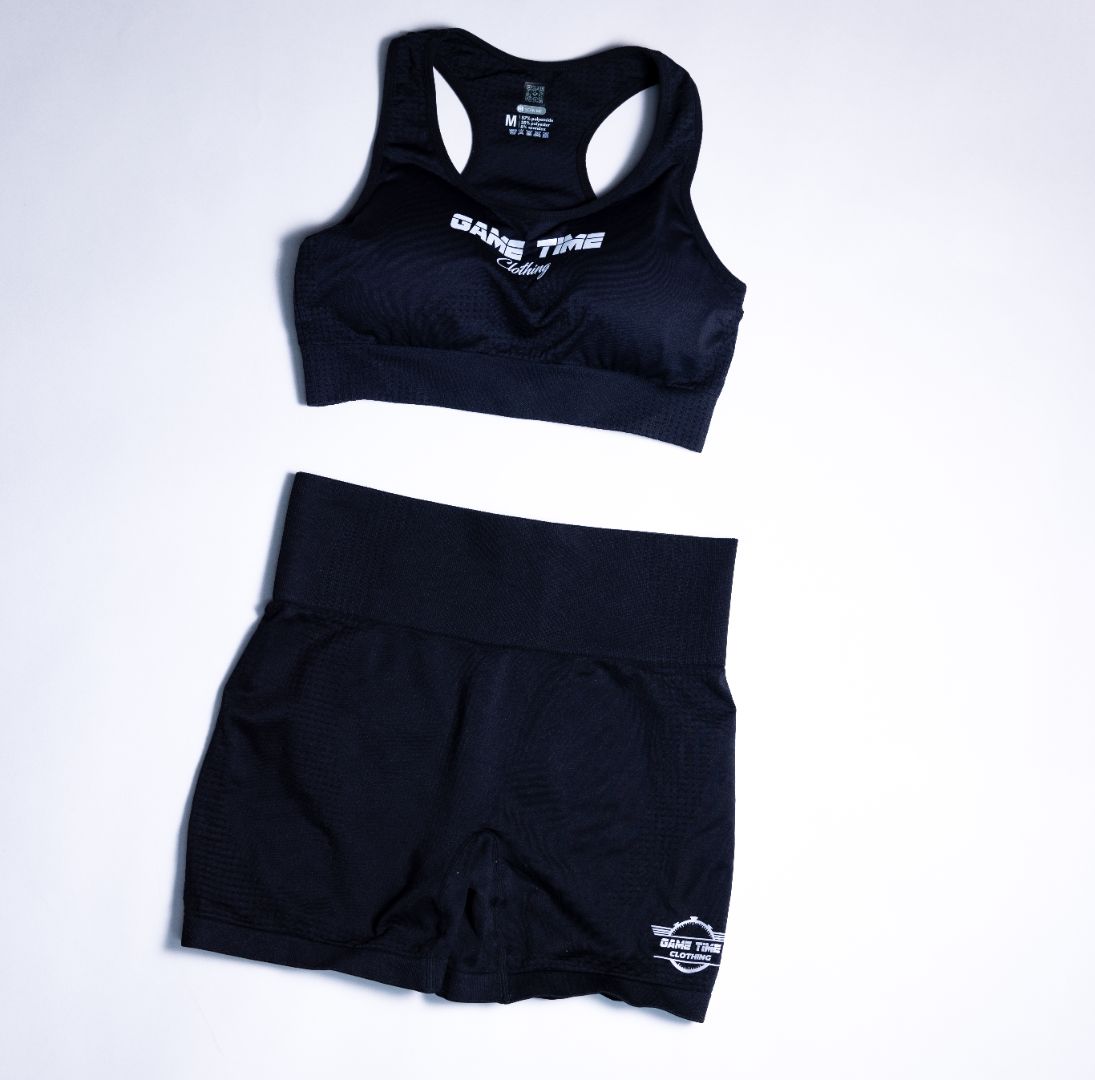 Black Reflective Short Set
